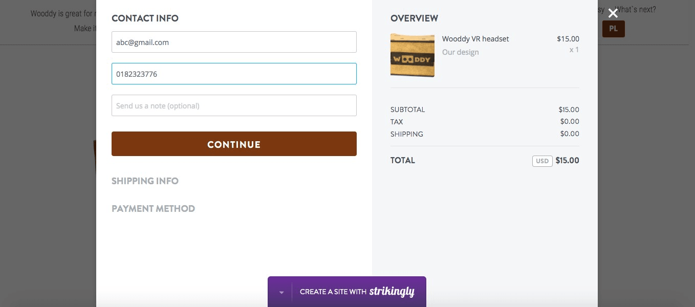 Strikingly的線上購物車 Strikingly的線上購物車
